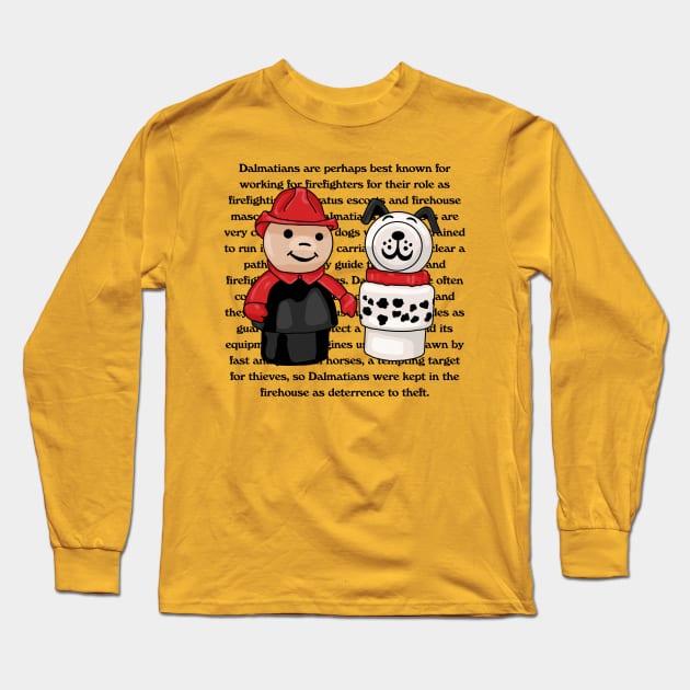 Little People Fire Fighter and Dalmatian Long Sleeve T-Shirt by Slightly Unhinged